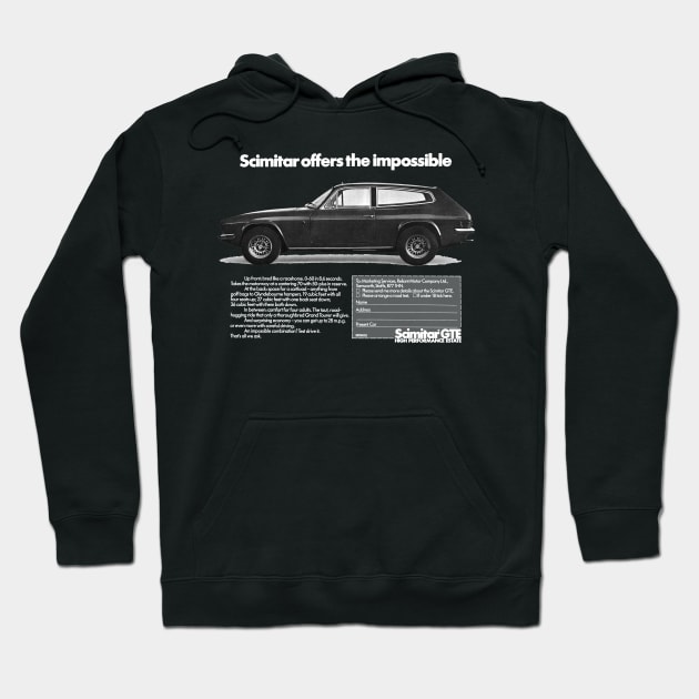 RELIANT SCIMITAR GTE - advert Hoodie by Throwback Motors